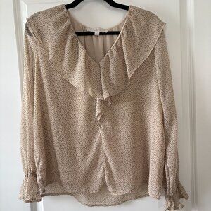 Ann Taylor Poka a Dot “Ruffle Blouson Sleeve Popover Top” Size Small